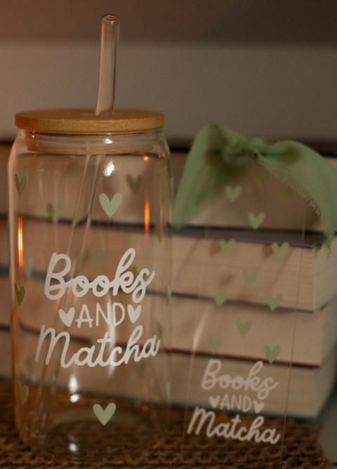 Kubek z bambusową pokrywką - Books and matcha