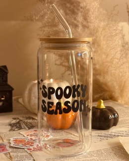 Kubek z bambusową pokrywką - spooky season