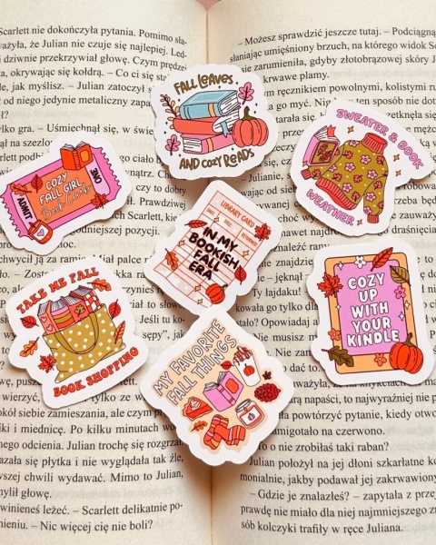 Naklejki handmade - Bookish fall vibe 5 sztuk Naklejki handmade - Bookish fall vibe 5 sztuk