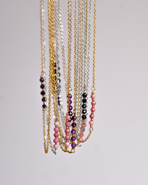 Naszyjnik z zawieszką ze stali nierdzewnej. Różowe złoto BEZ KAMIENI