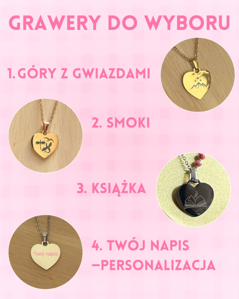 Naszyjnik z zawieszką ze stali nierdzewnej. Różowy rodonit - srebrny naszyjnik Naszyjnik z zawieszką ze stali nierdzewnej. Różowy rodonit - srebrny naszyjnik